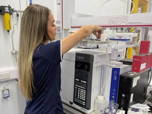 Carys Parker quality control and process lead at work